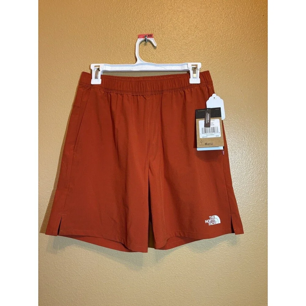 The North Face Men's S Athletic Shorts Orange Elastic Waist NWT Hiking Running